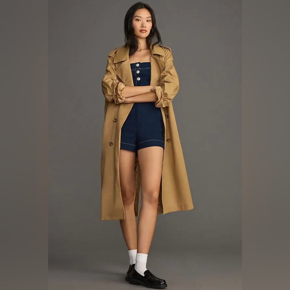 Maeve the Portside Button Front Navy Romper